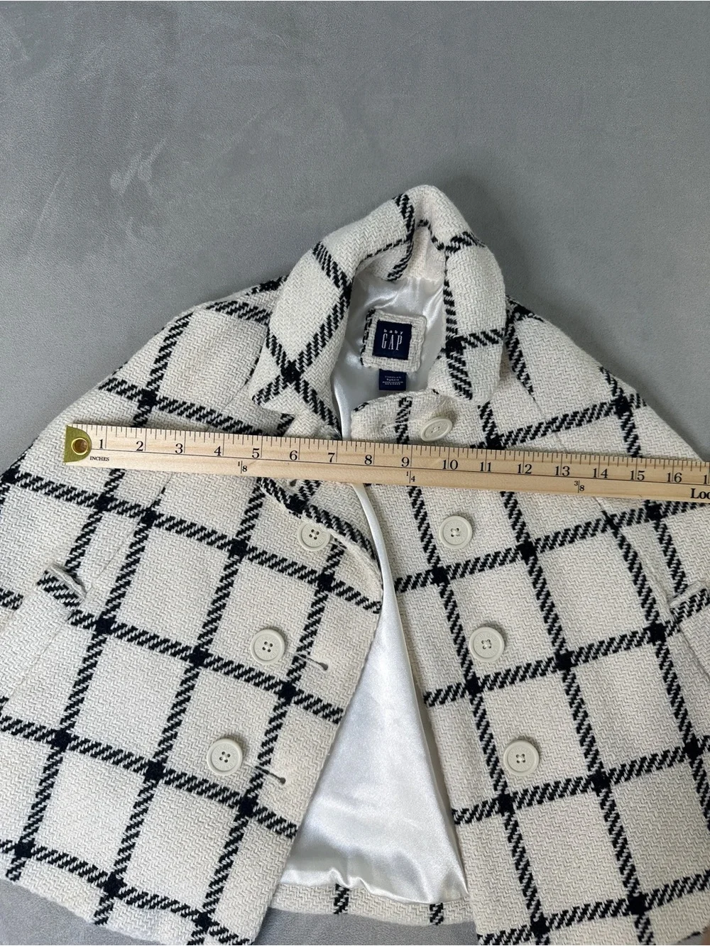 Baby Gap - Chic Windowpane Plaid Cape Coat - White & Black